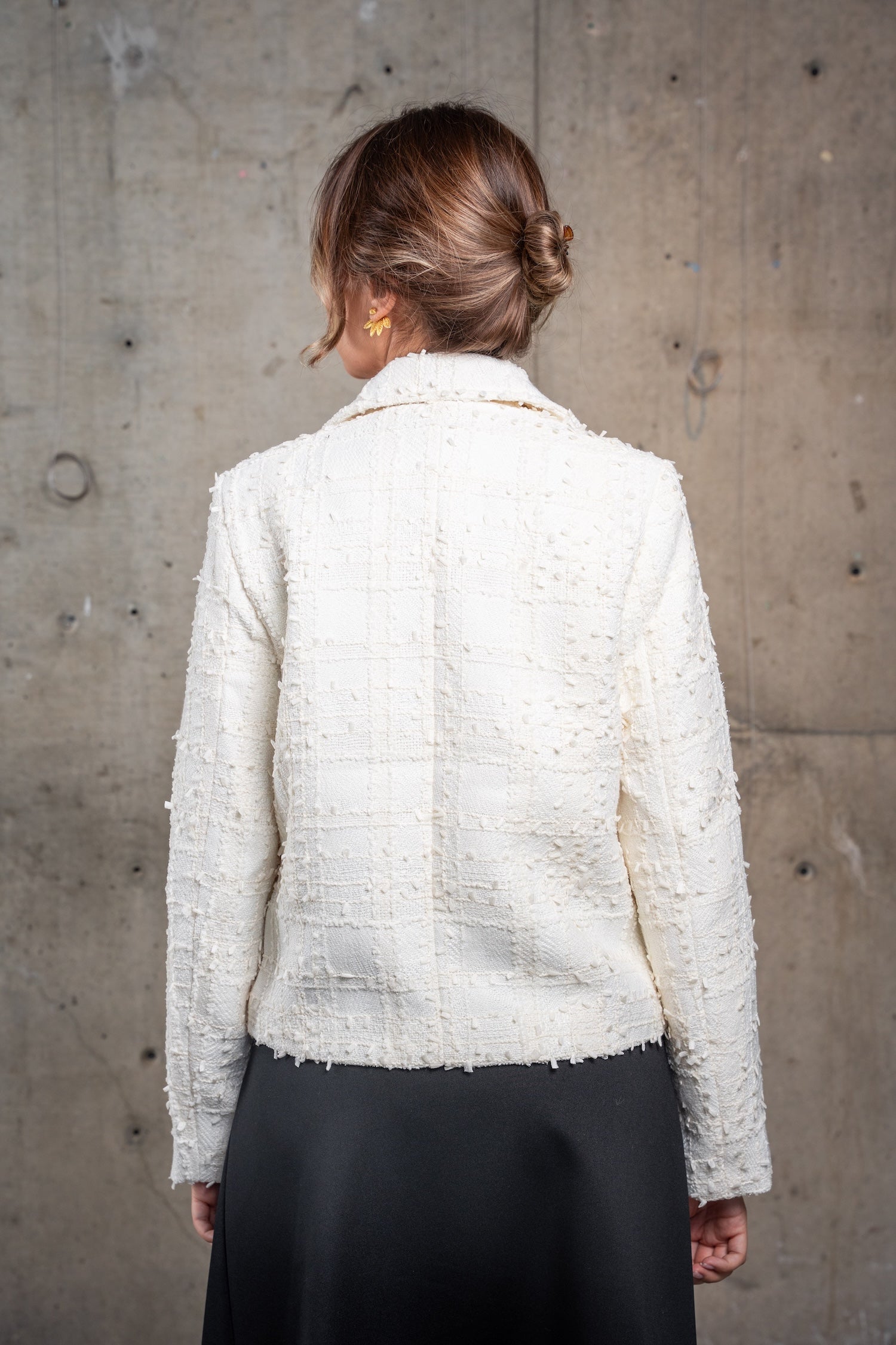 Cropped Tweed Jacket-Off White