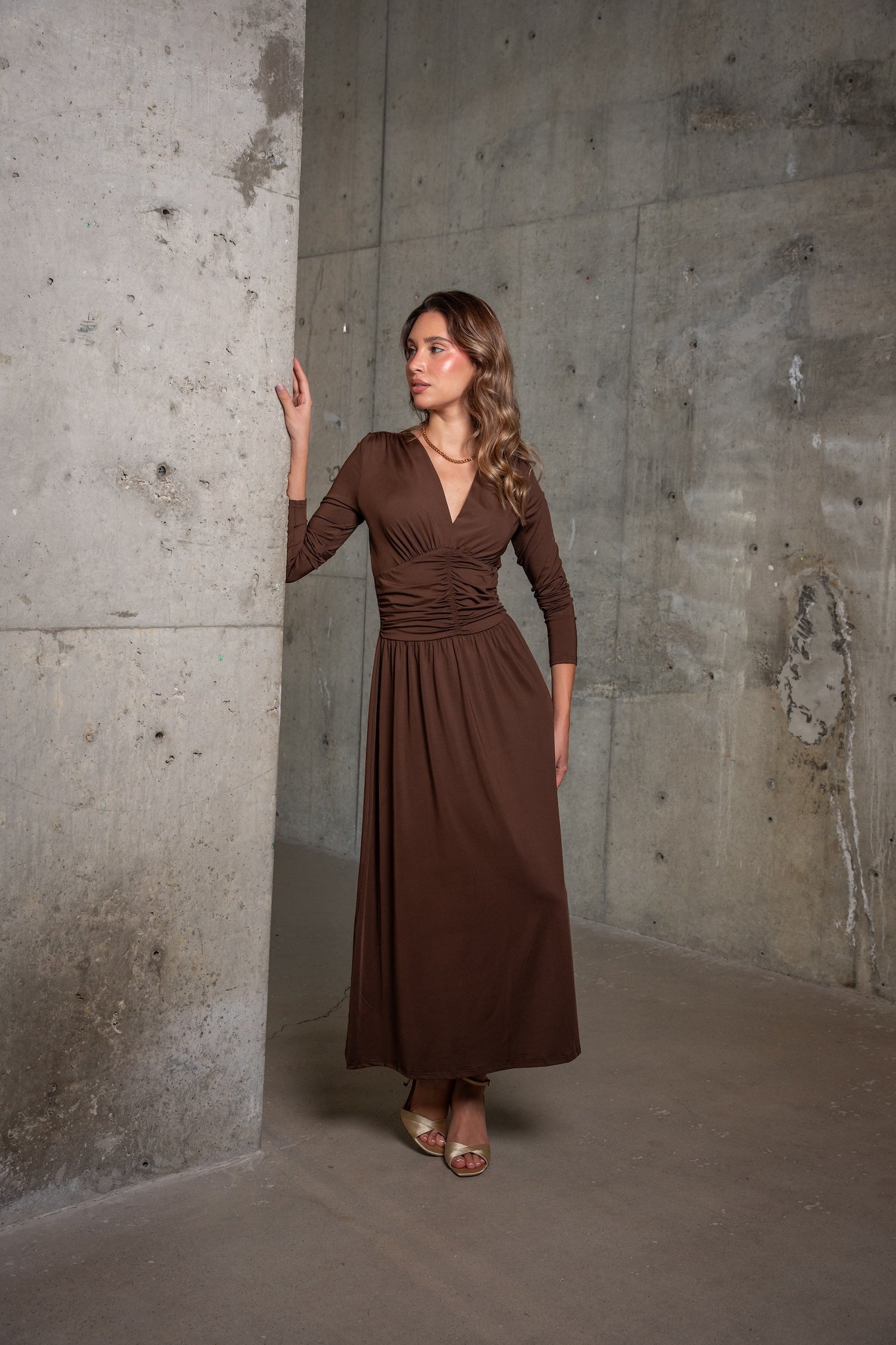 Paloma Maxi Dress-Brown
