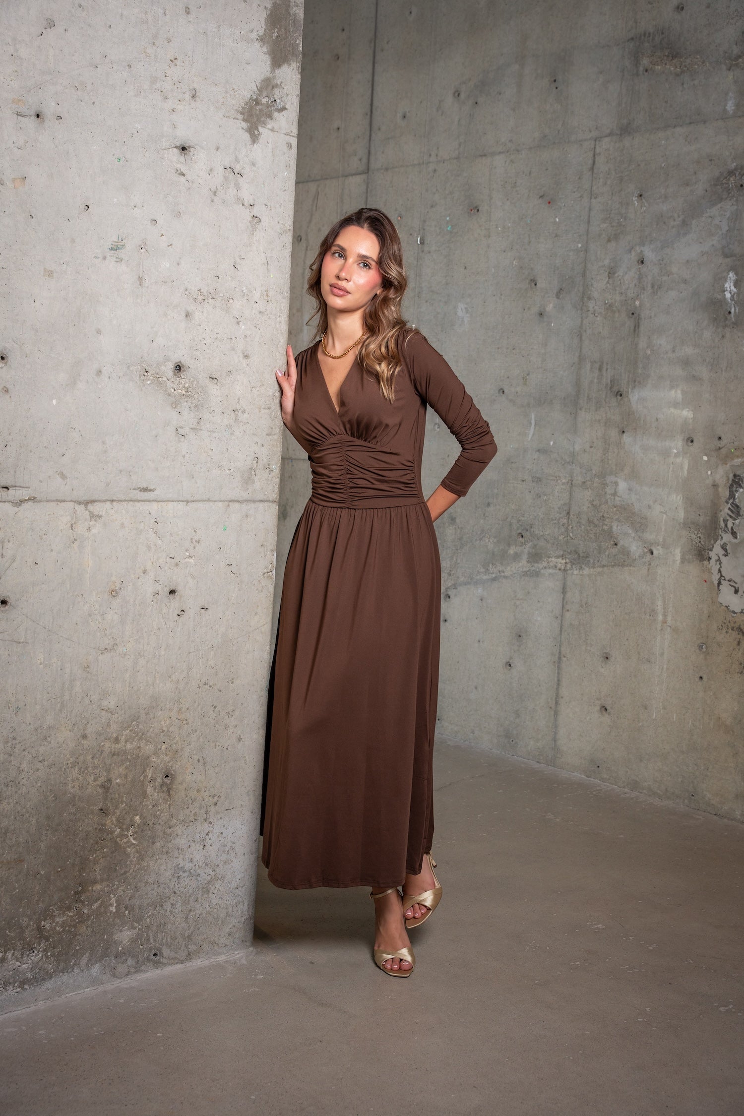Paloma Maxi Dress-Brown