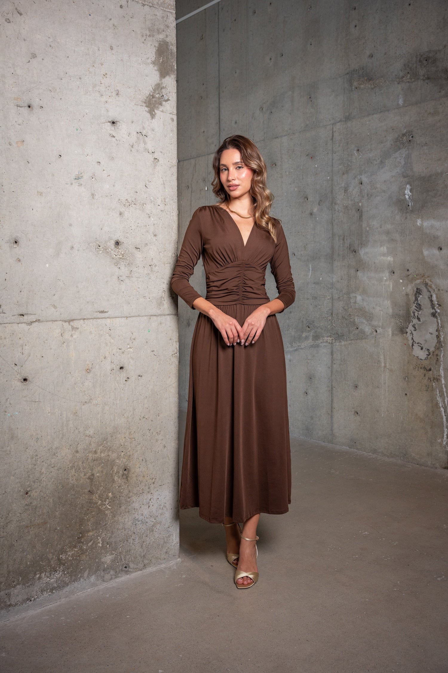 Paloma Maxi Dress-Brown