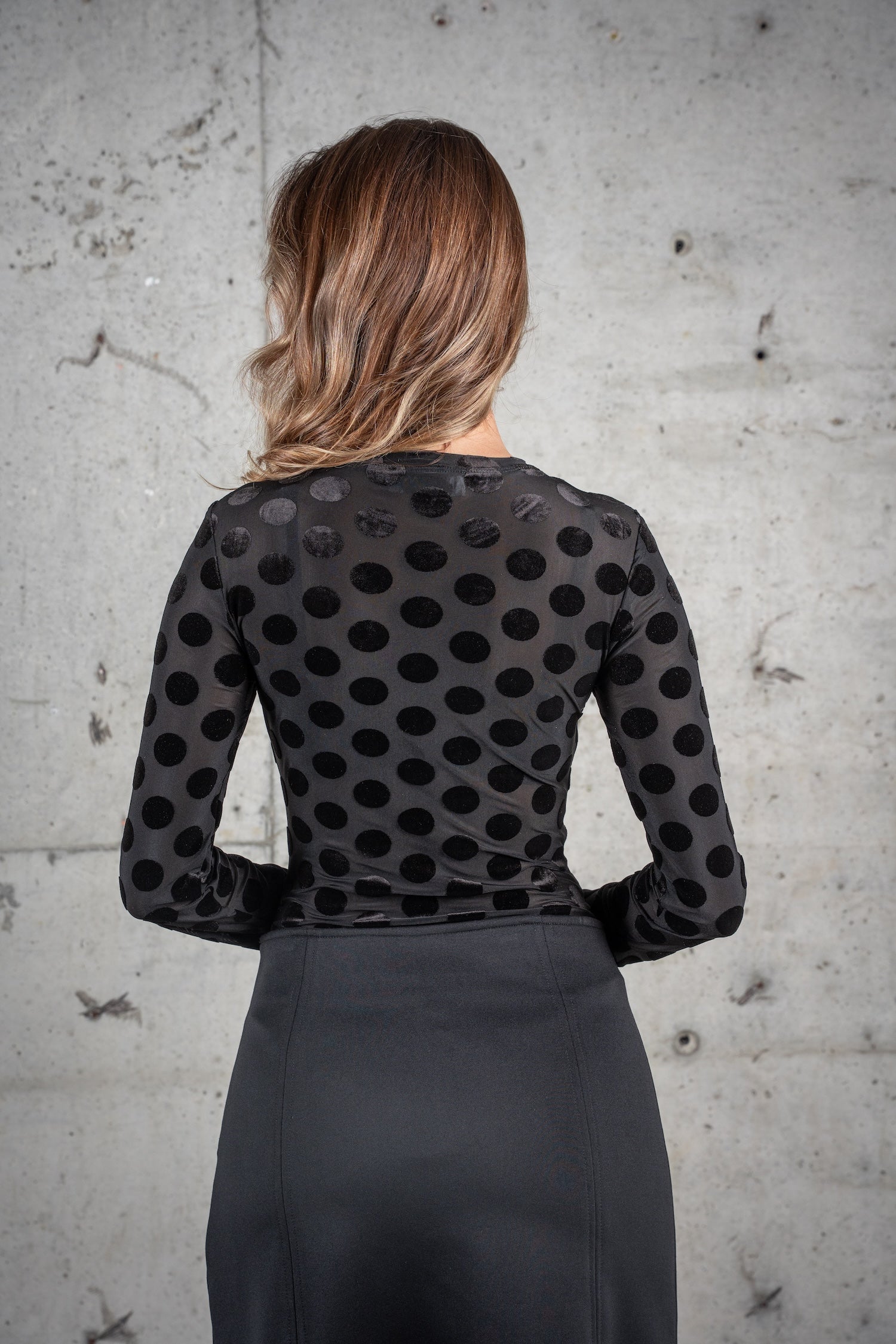 Polka Dot Bodysuit-Black