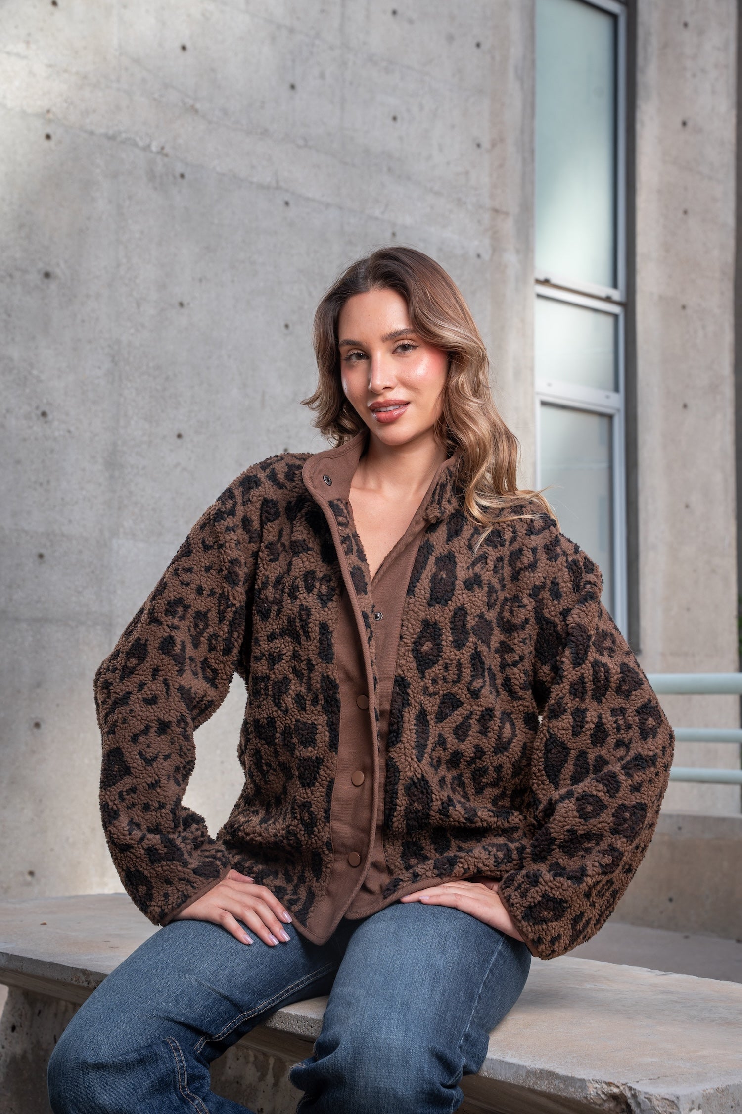 Leopard Print Fleece Jacket