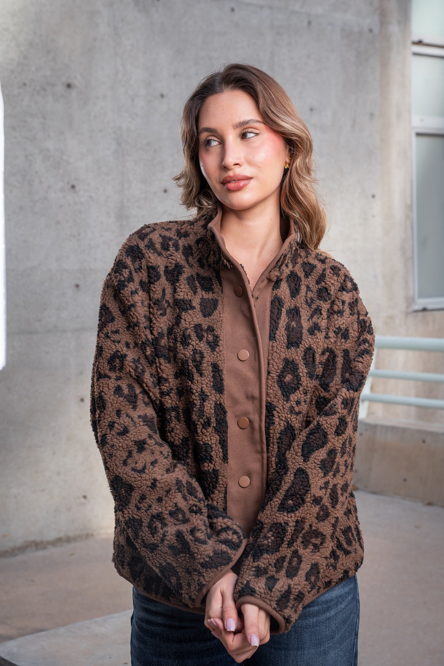 Leopard Print Fleece Jacket