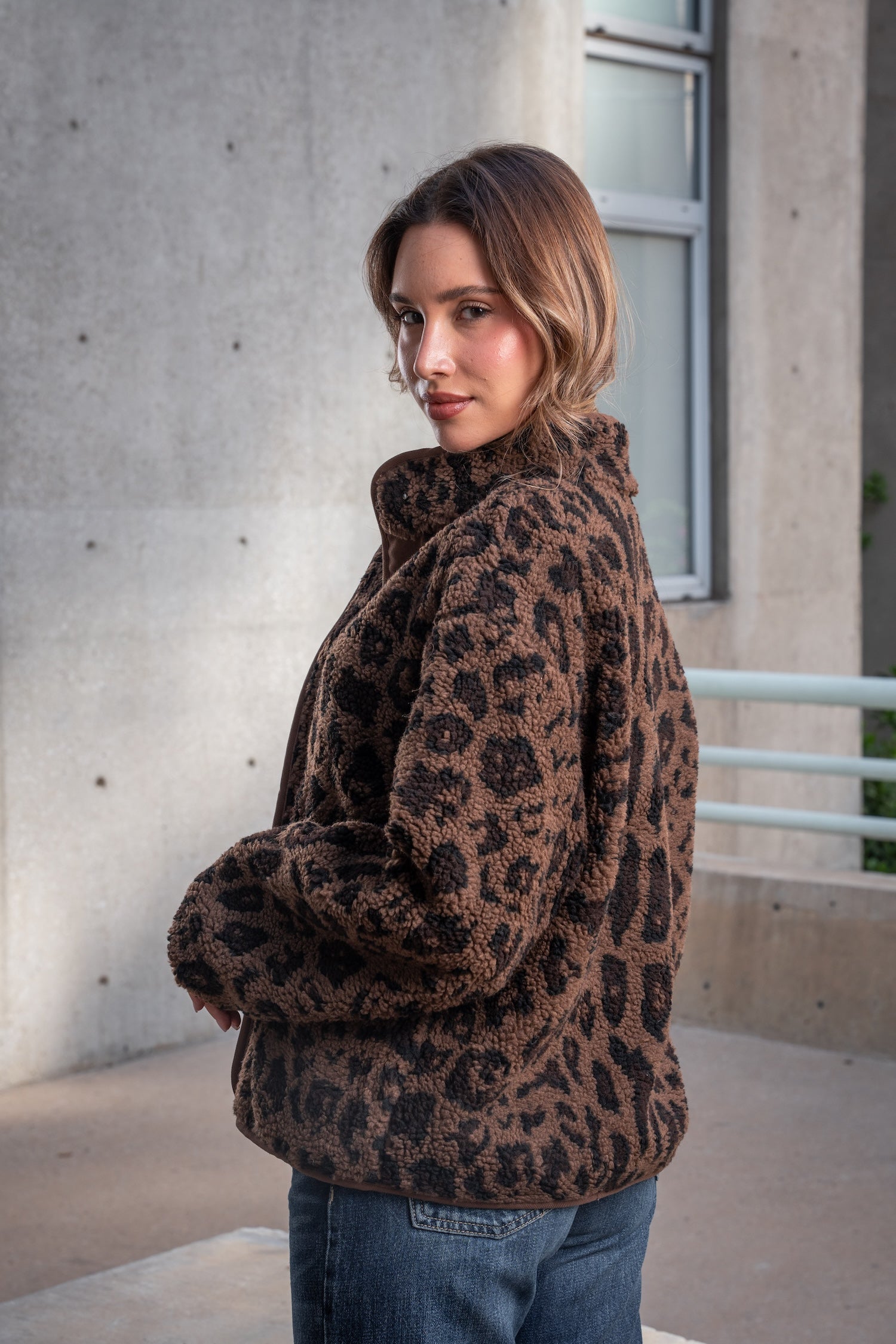 Leopard Print Fleece Jacket