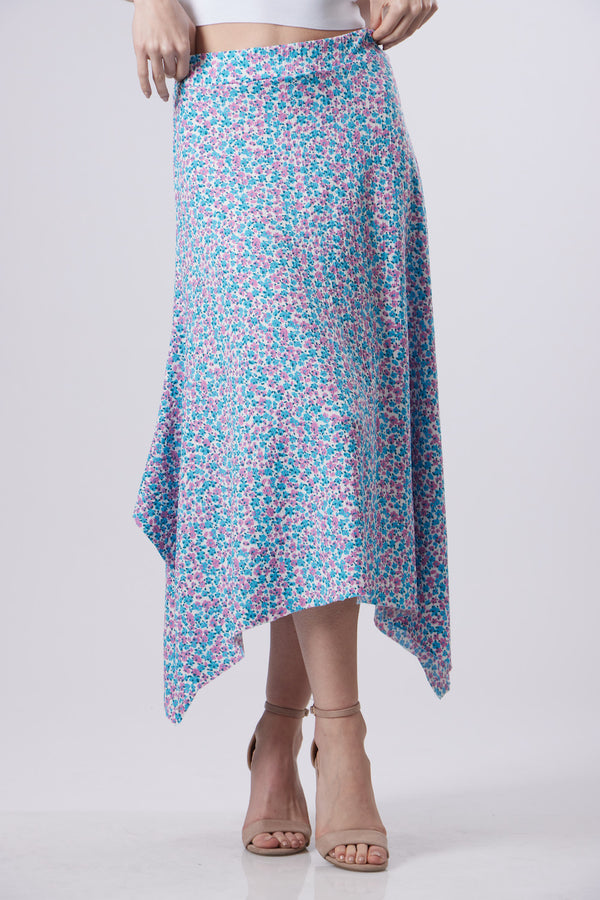 Dalia Midi Skirt - Floral Blue