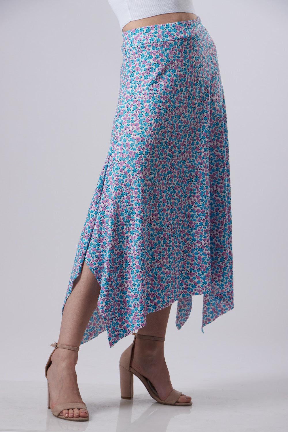 Dalia Midi Skirt - Floral Blue