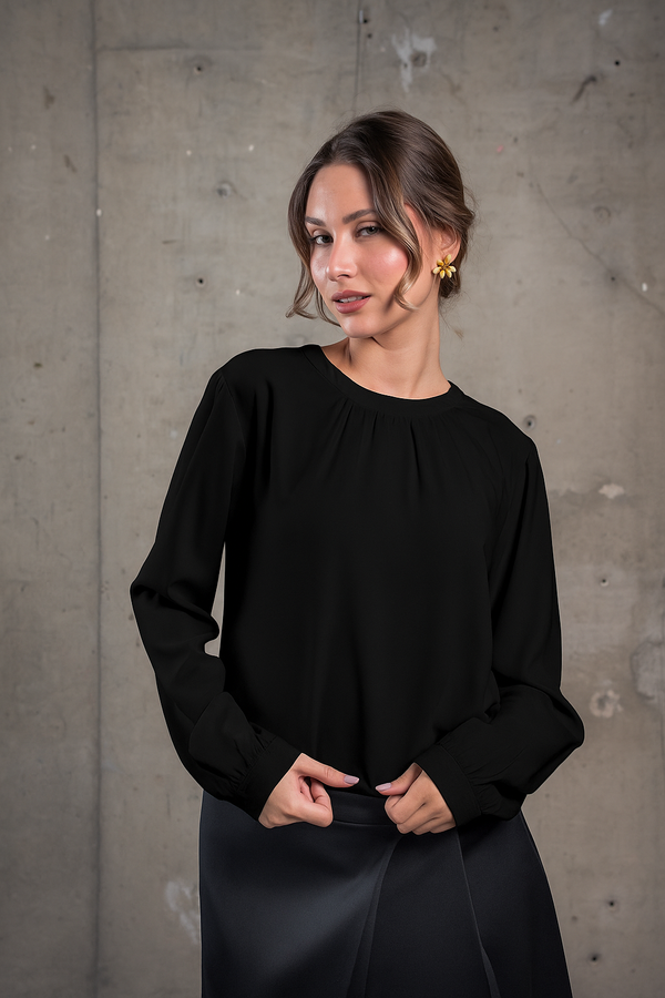 Angel Round Neck Top-Black