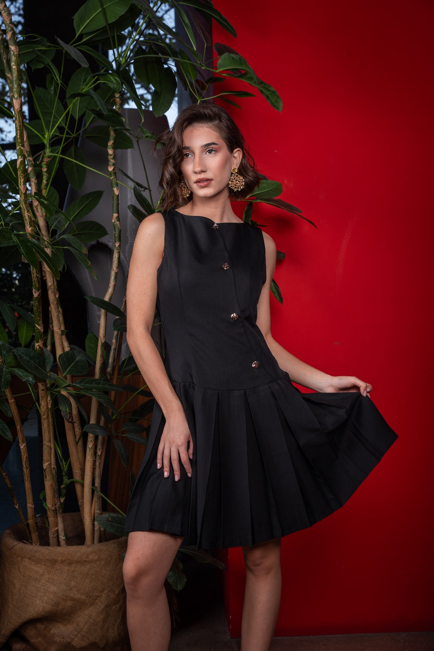 Pia Pleated Mini Dress