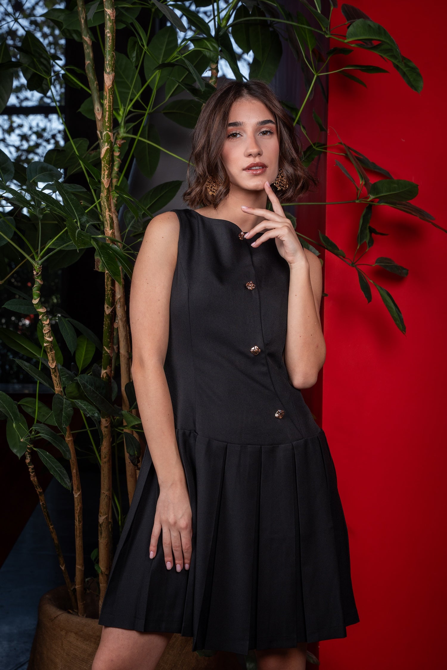 Pia Pleated Mini Dress