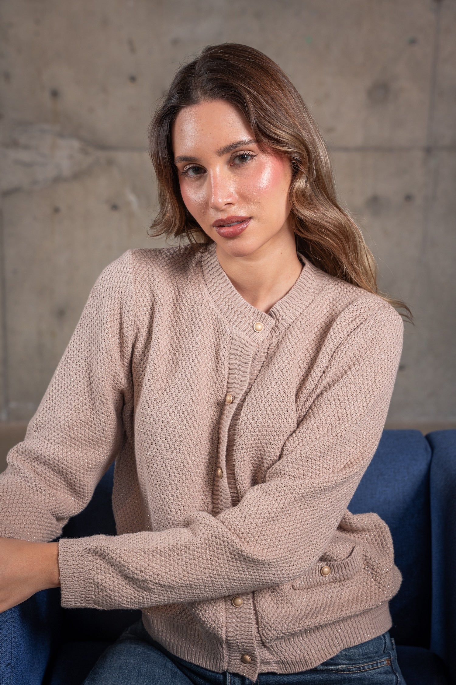 Ella Knit Cardigan-Beige