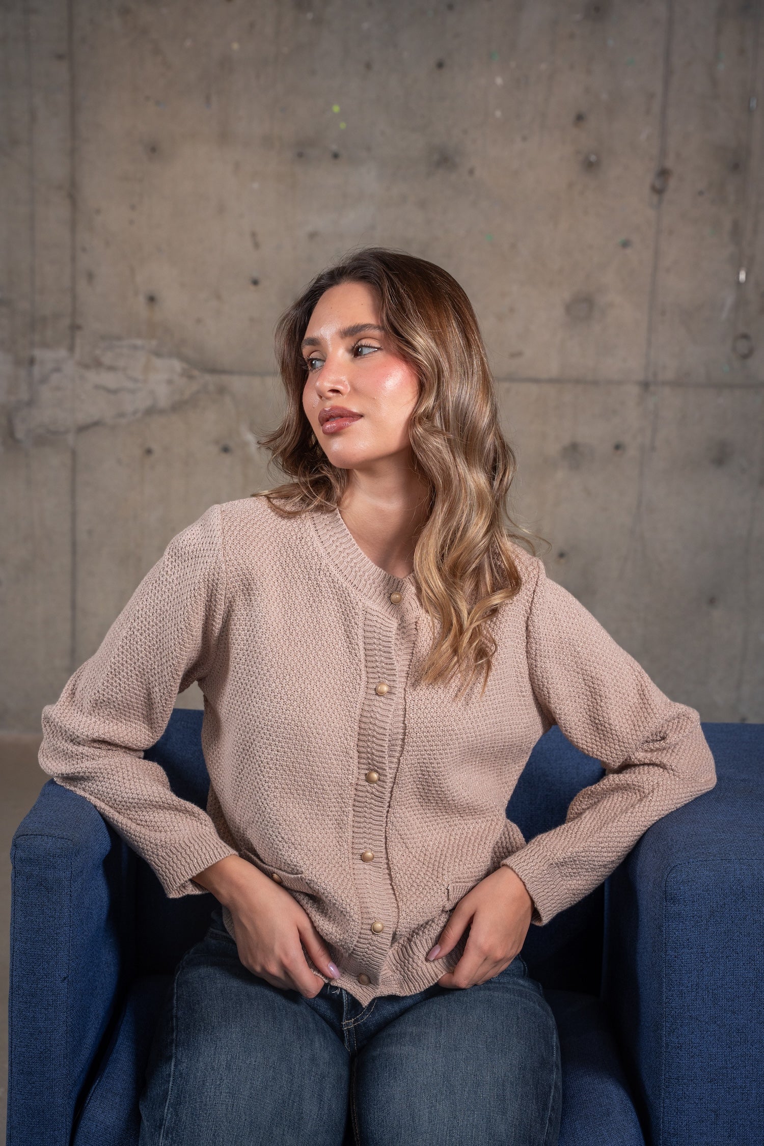 Ella Knit Cardigan-Beige