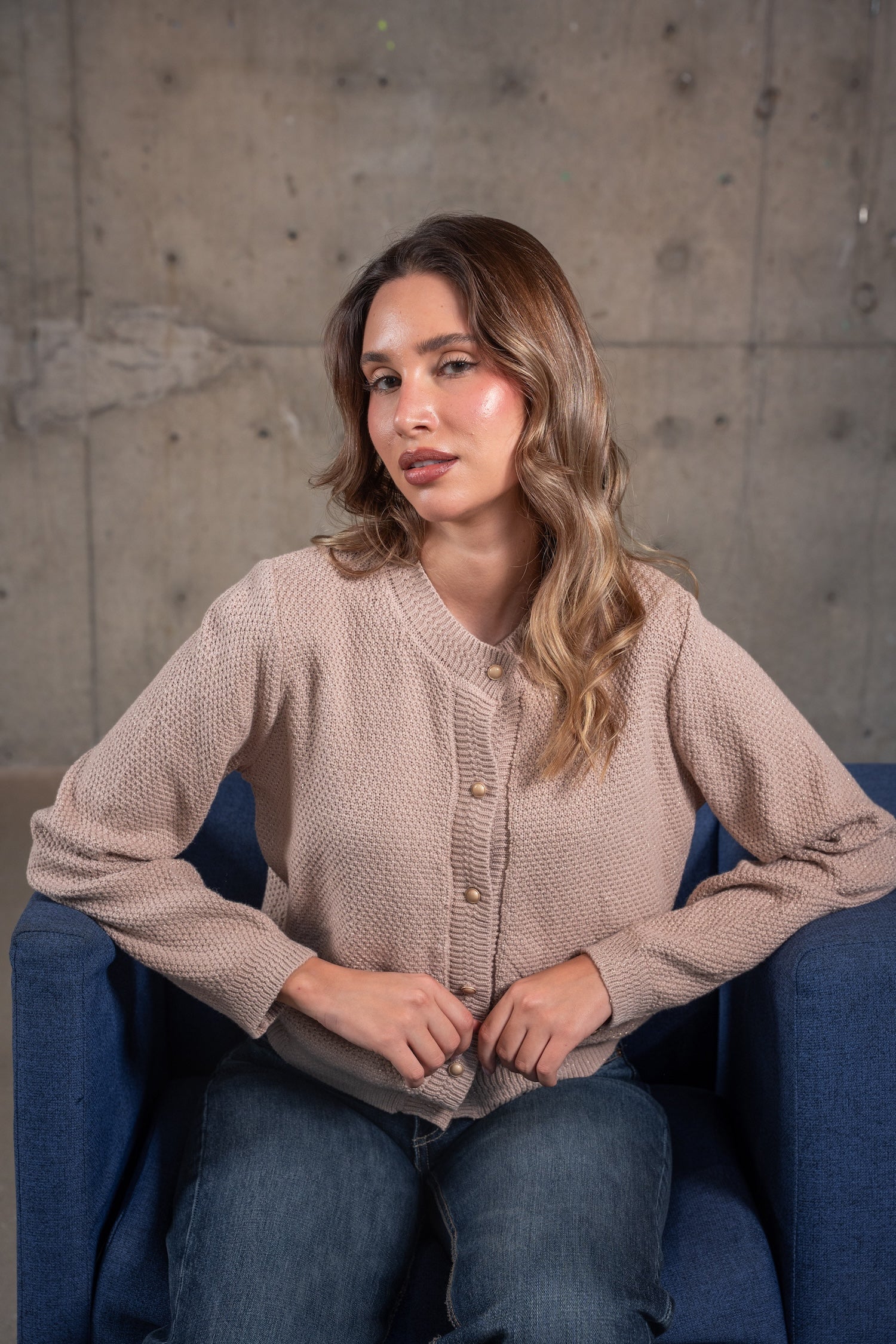 Ella Knit Cardigan-Beige