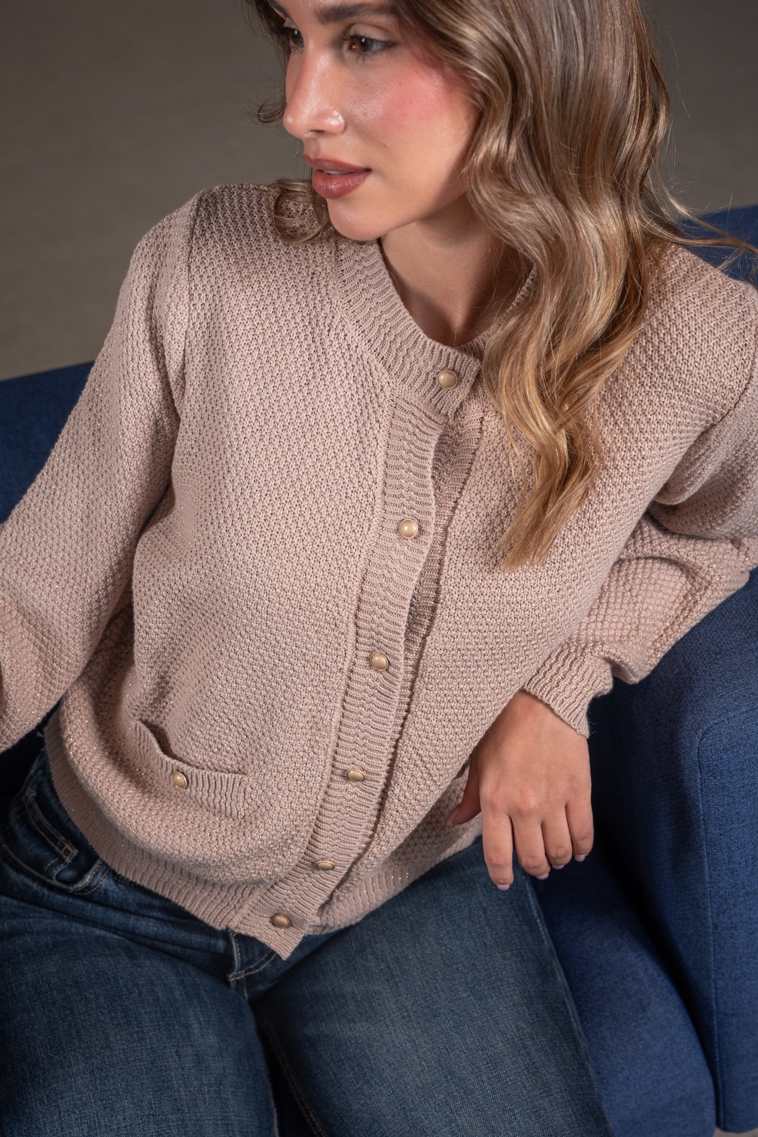 Ella Knit Cardigan-Beige