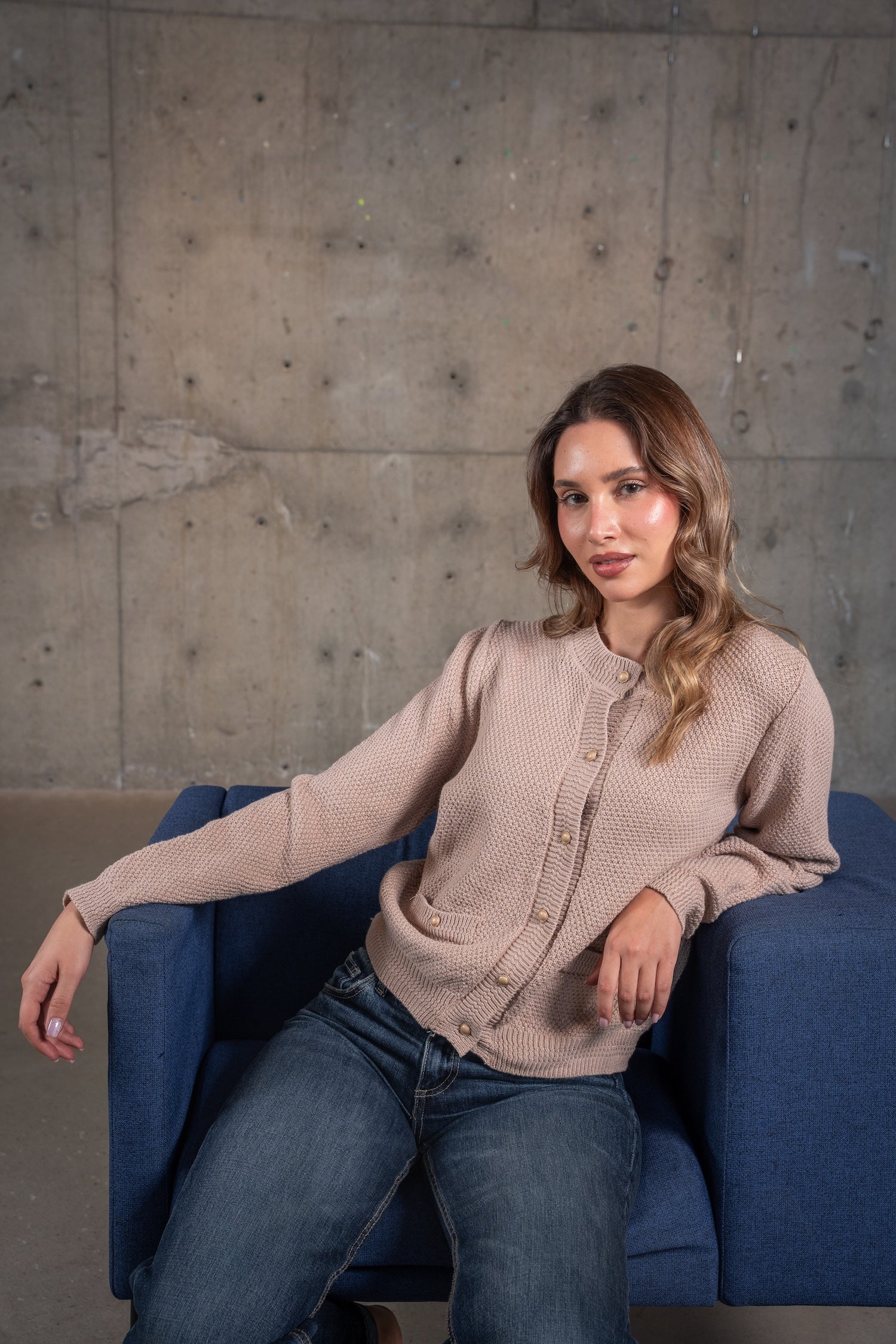 Ella Knit Cardigan-Beige