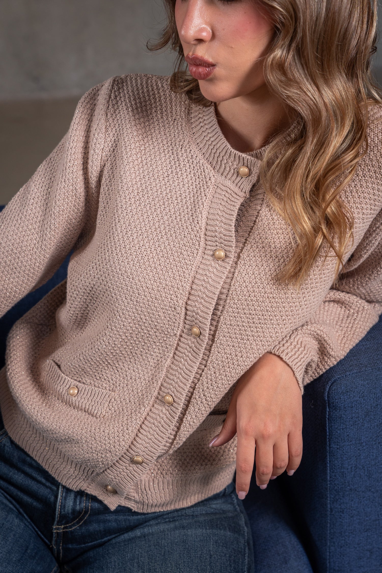 Ella Knit Cardigan-Beige