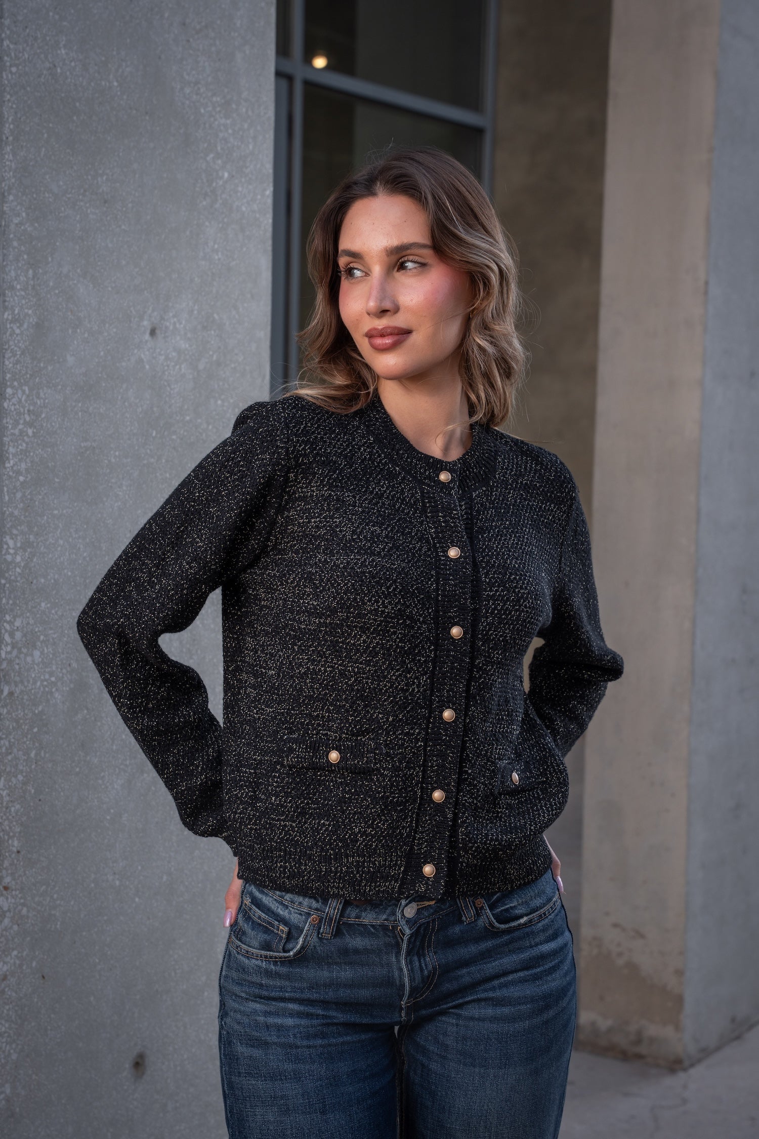 Ella Knit Cardigan-Black