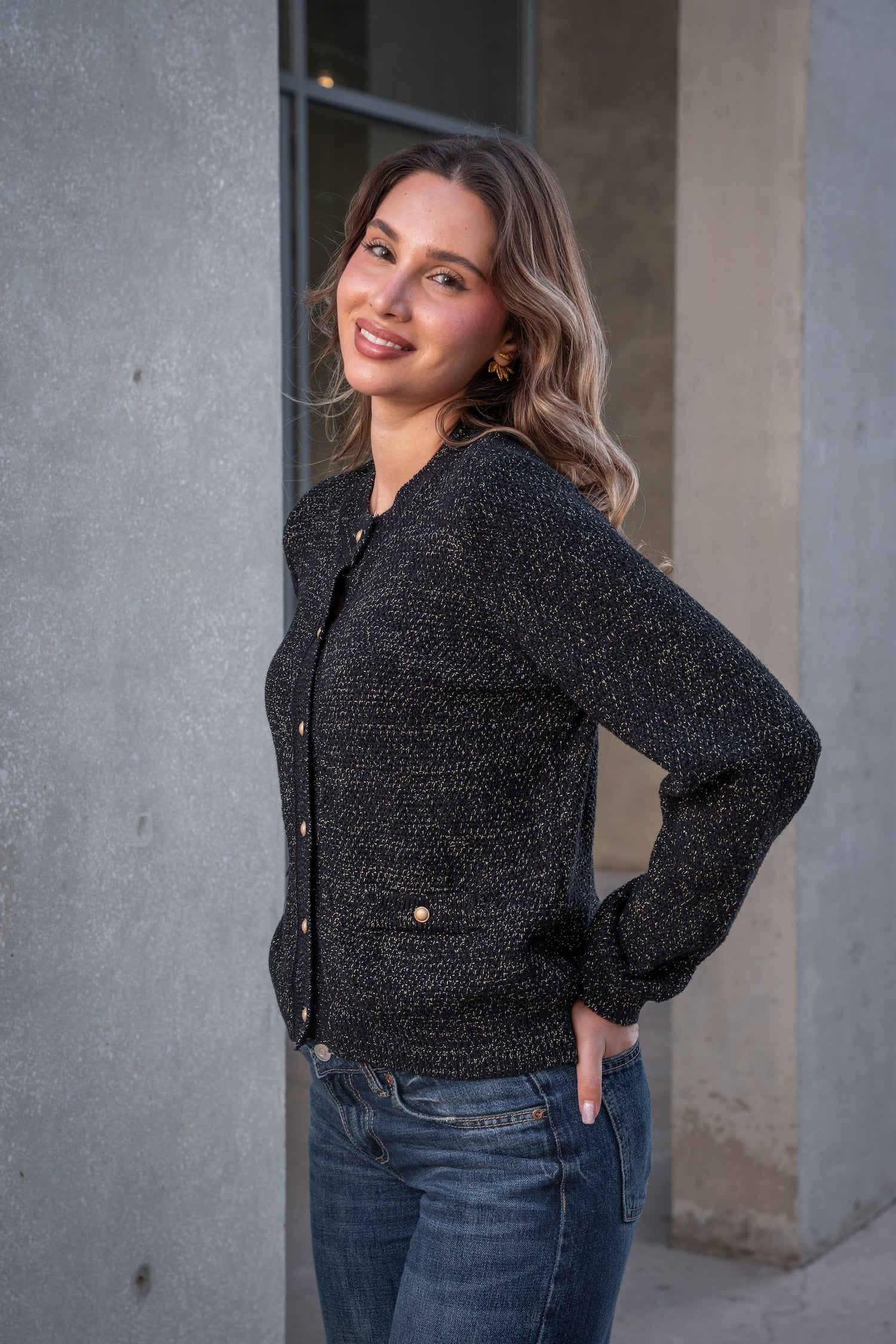 Ella Knit Cardigan-Black