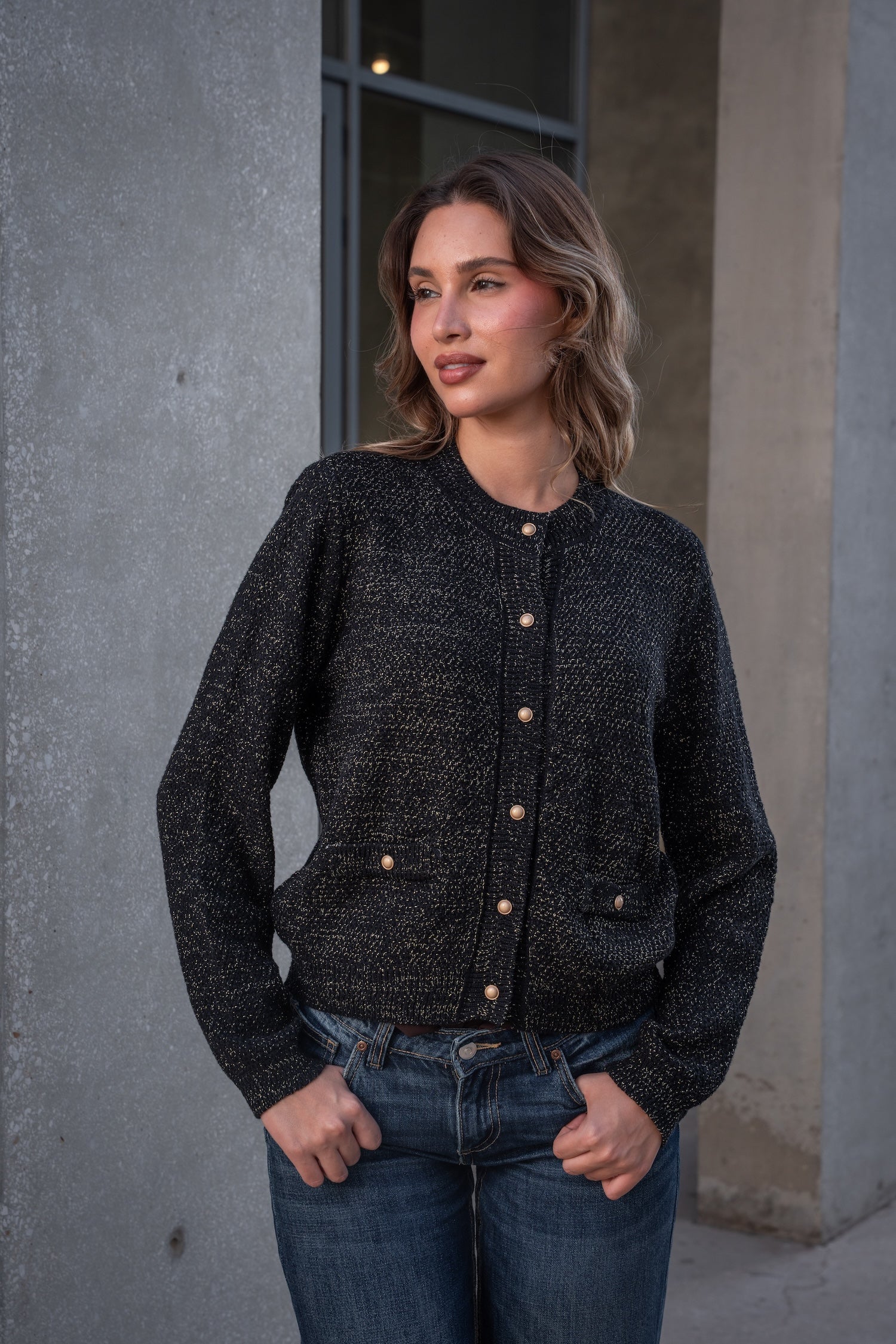 Ella Knit Cardigan-Black