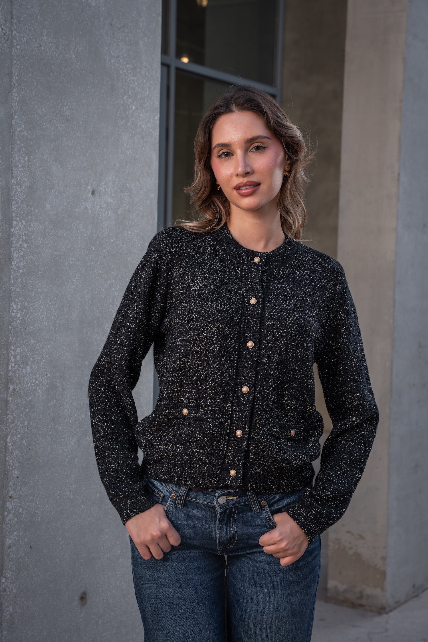 Ella Knit Cardigan-Black