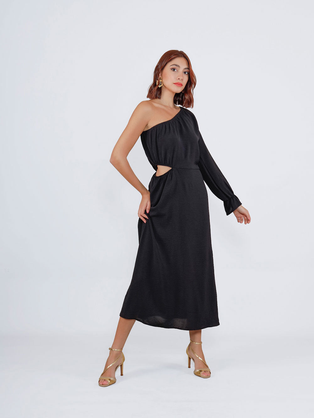 Adana Asymmetric Dress - Black