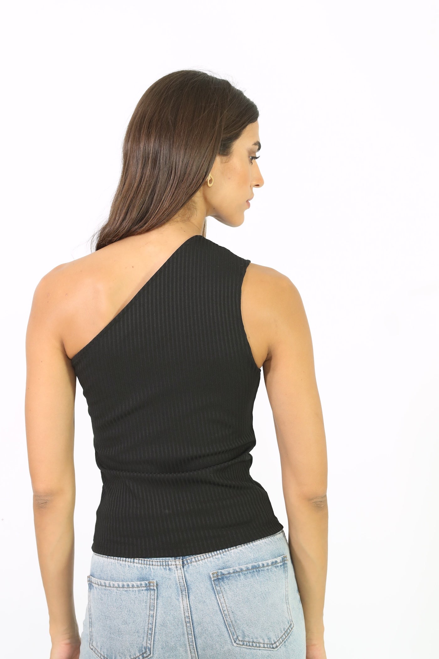 Cut Out Rib Top - Black