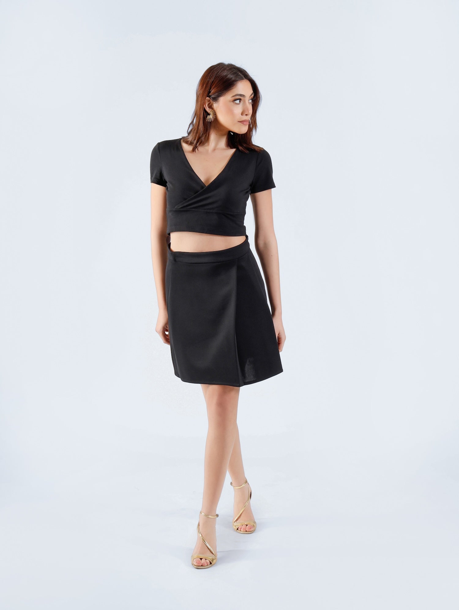 Mini Skirt with Pleats Black