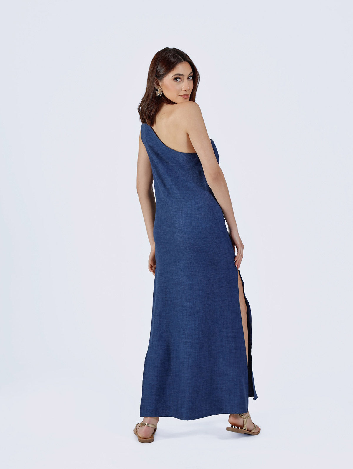 Thalia Asymmetric Dress Navy Blue
