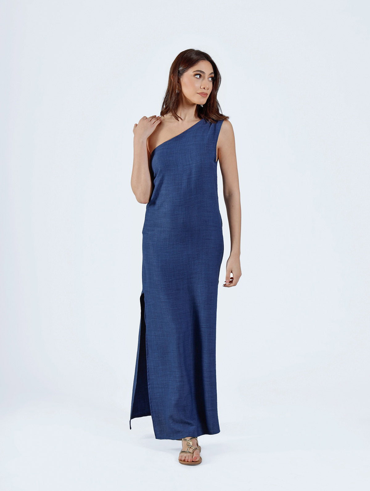Thalia Asymmetric Dress Navy Blue