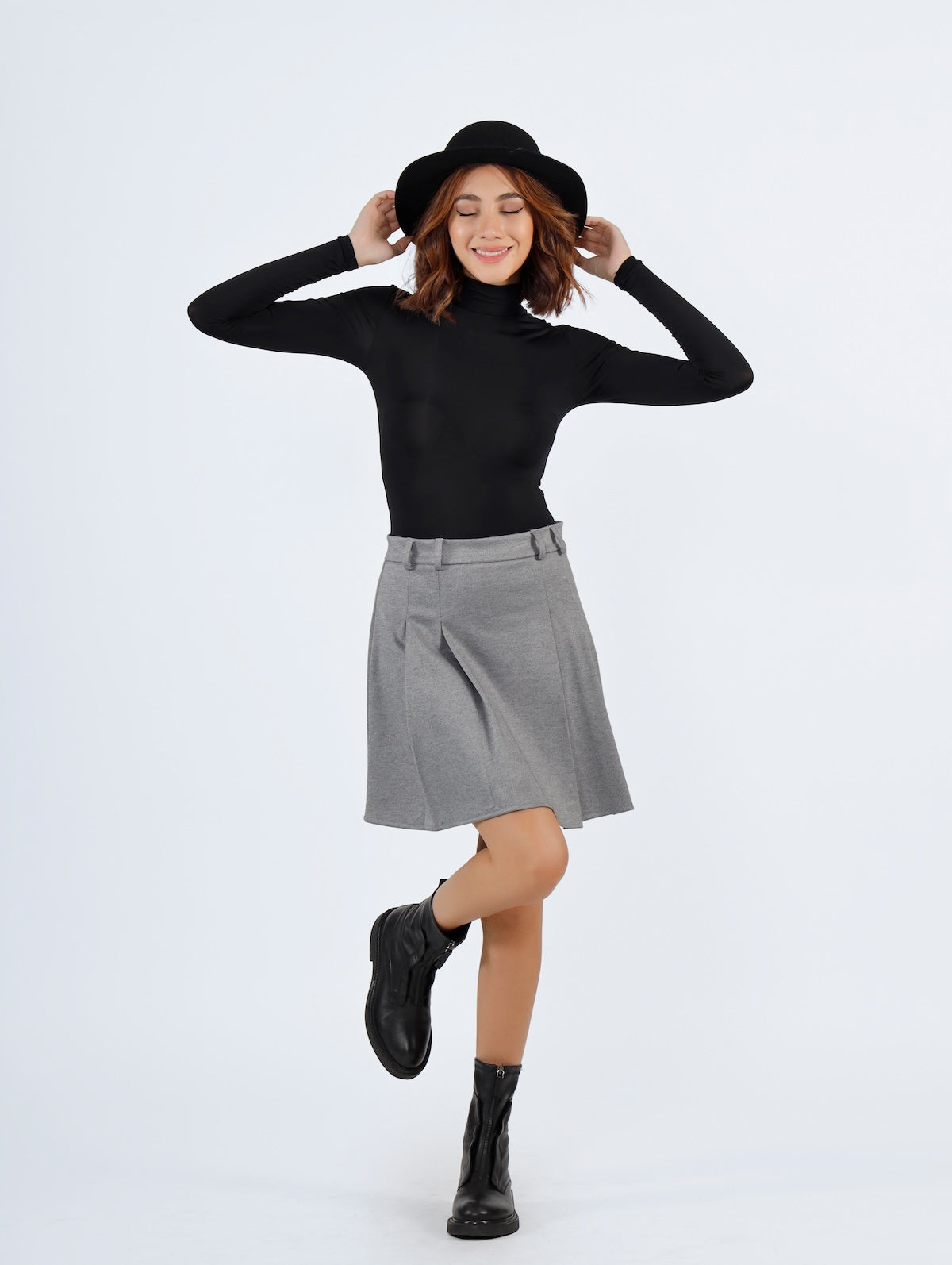 Textured Mini Skirt Grey