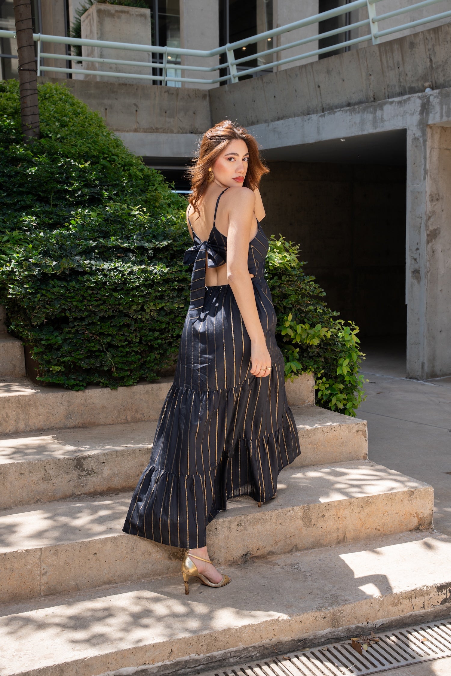 Stella Midi Dress - Navy Blue