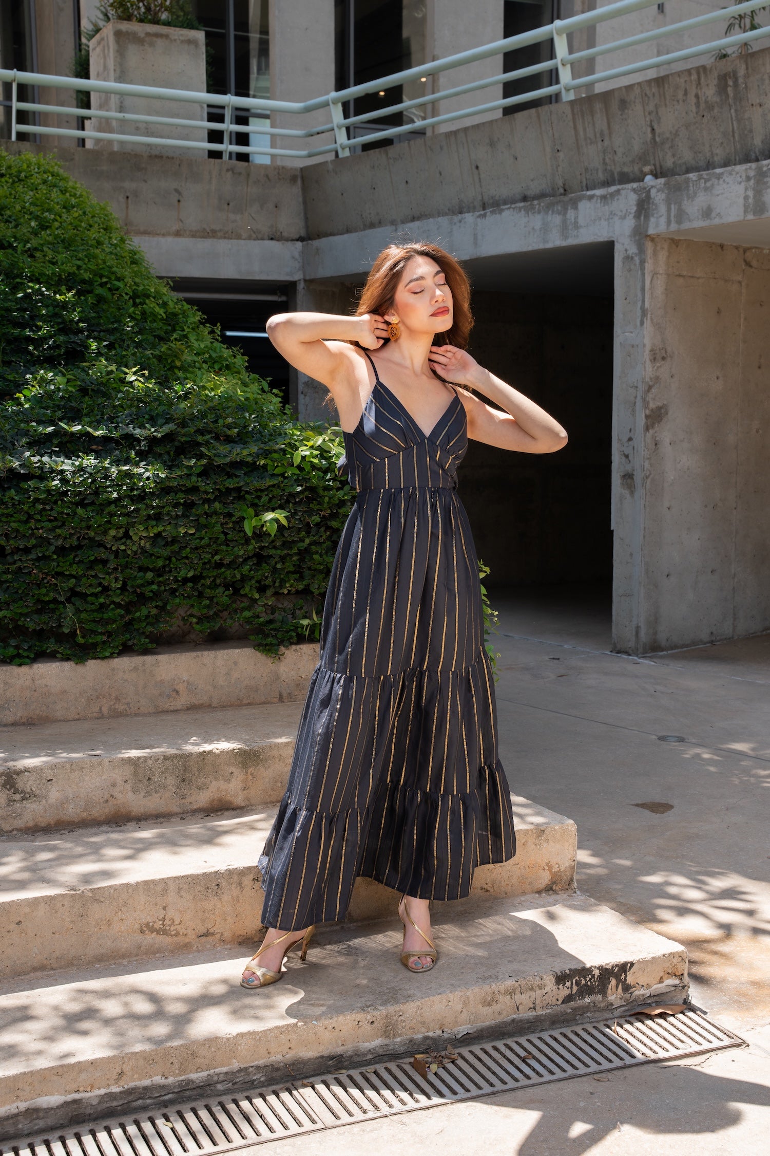 Stella Midi Dress - Navy Blue