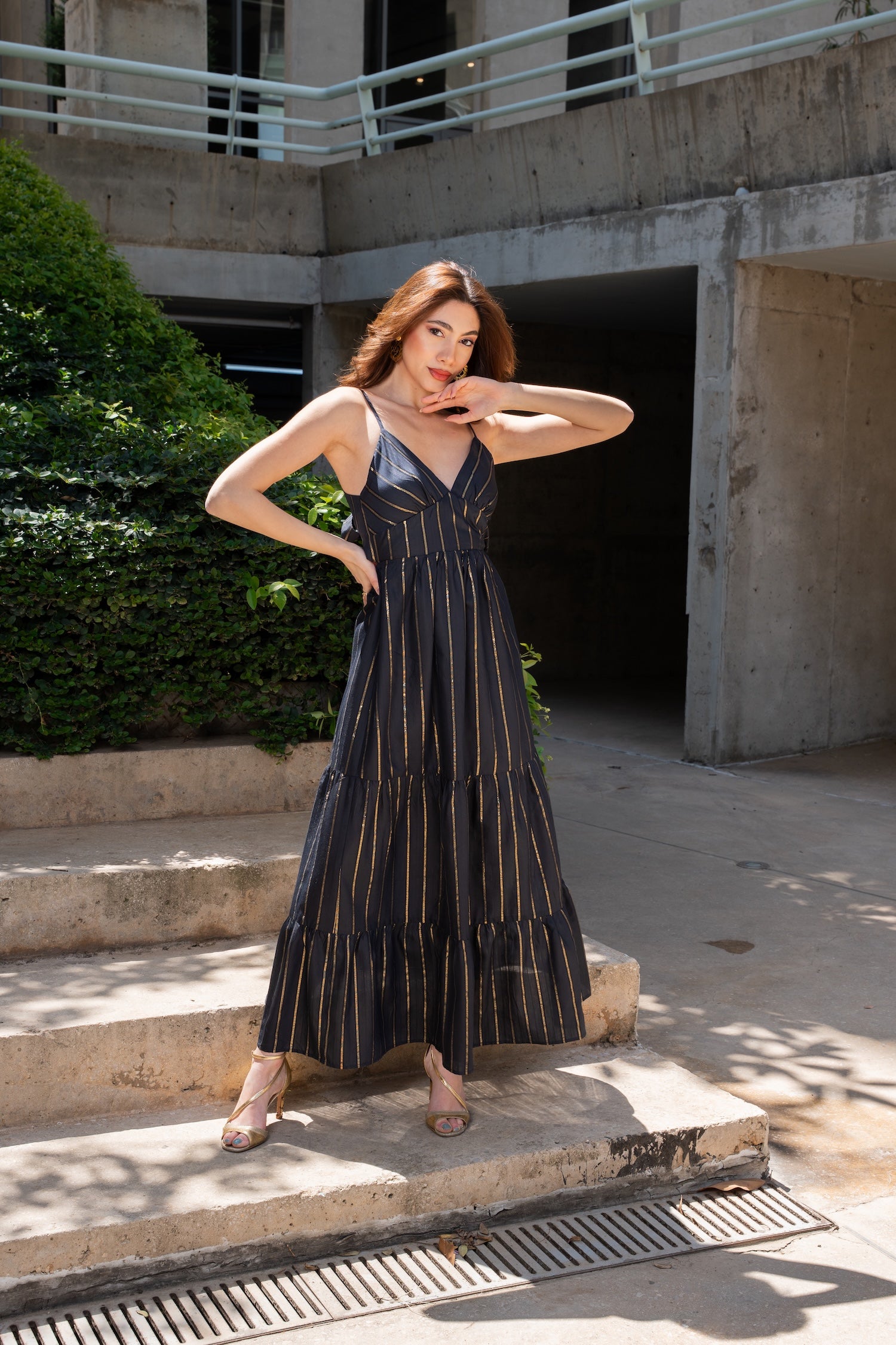 Stella Midi Dress - Navy Blue