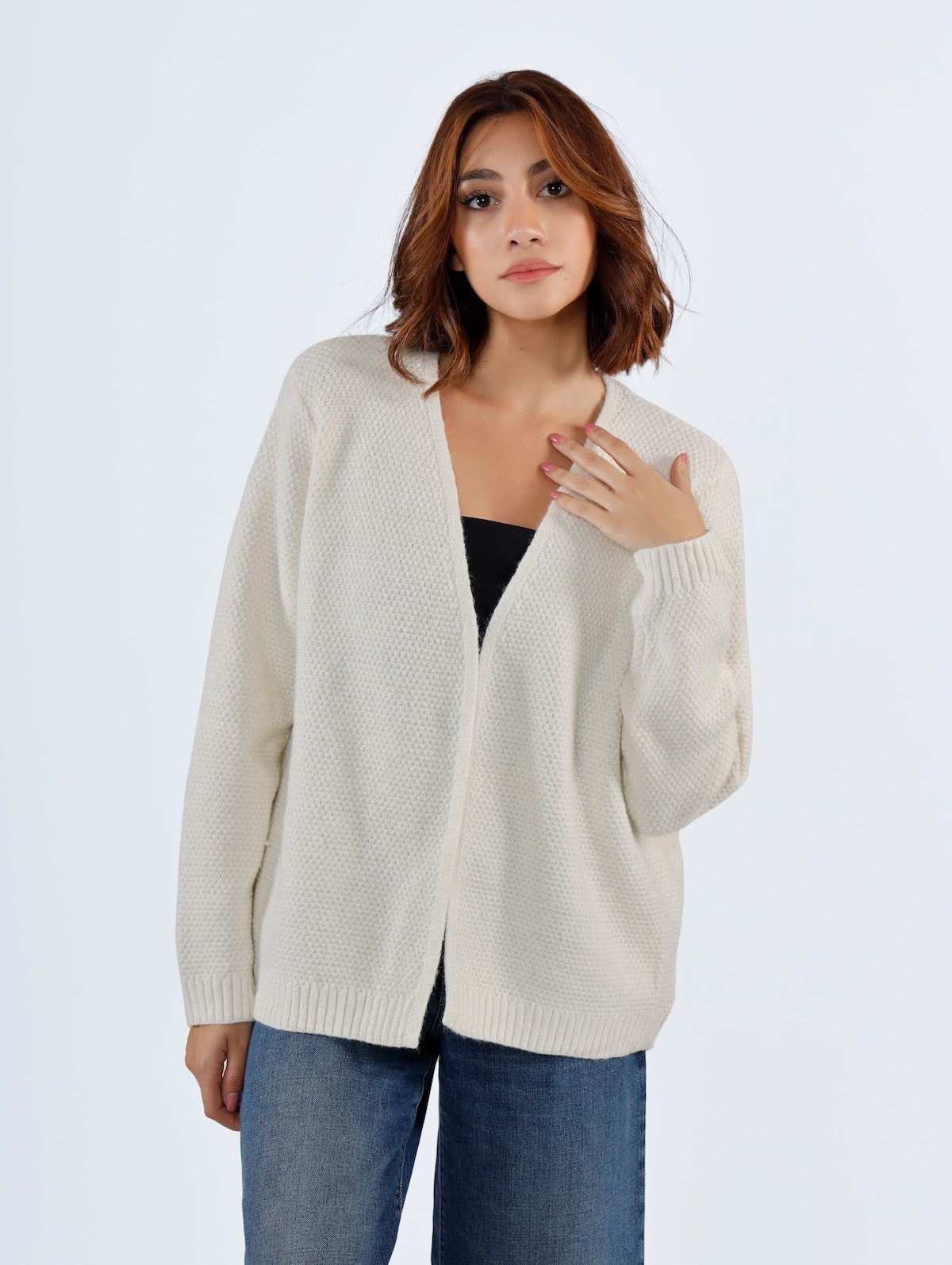 Open Knit Cardigan Off-White