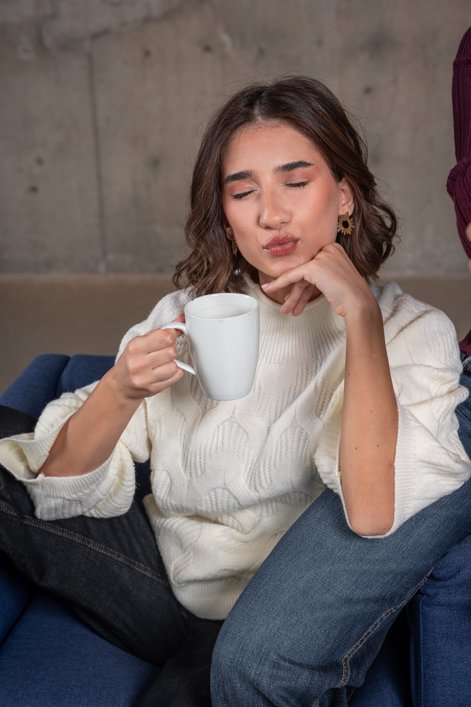 Knit High Neck Jumper - Off White