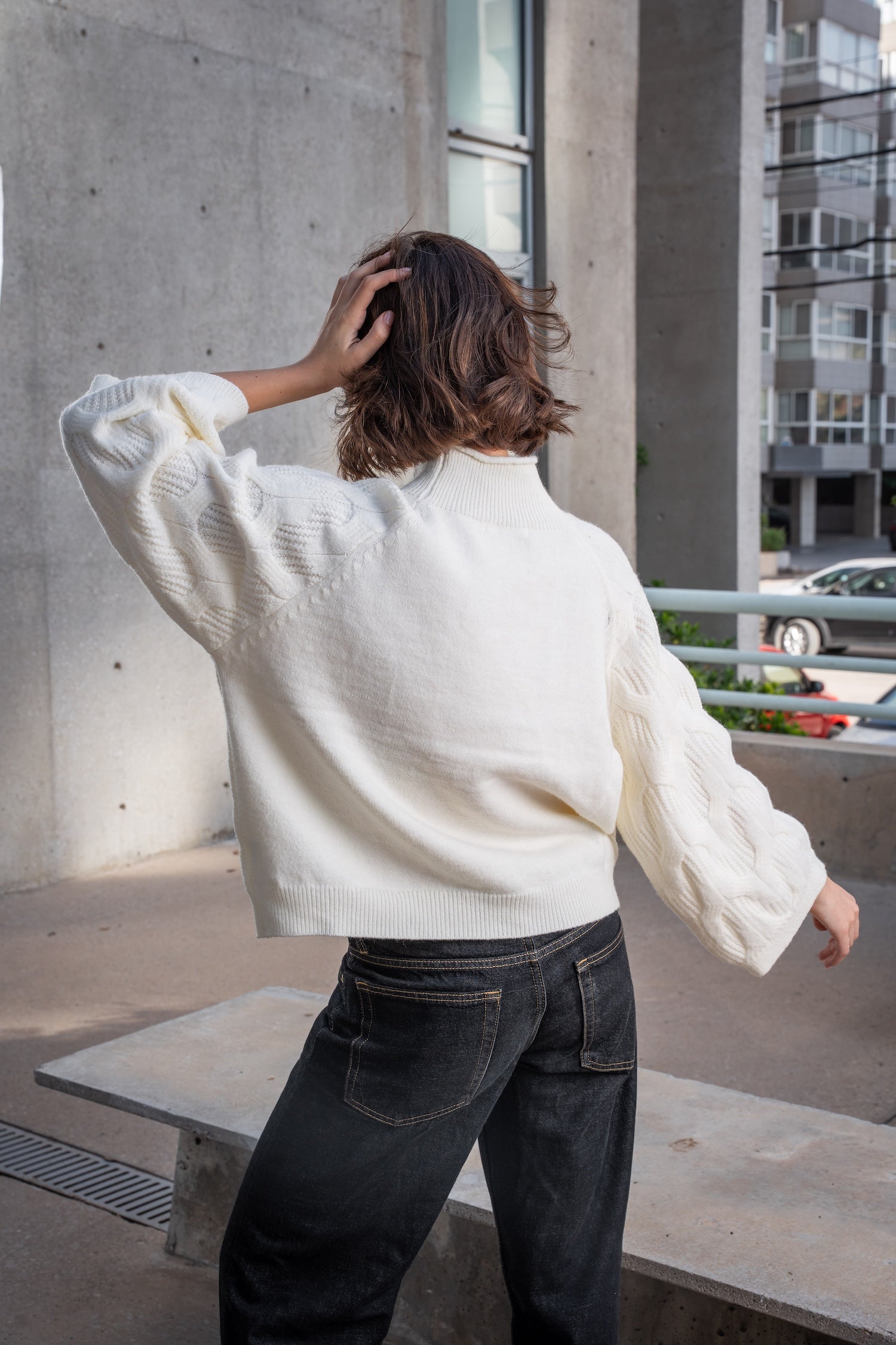Knit High Neck Jumper - Off White