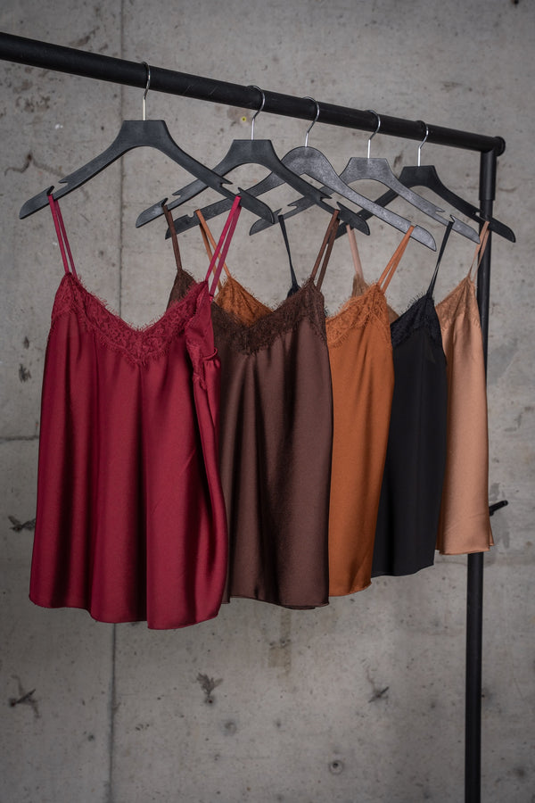 Lace Camisole Top-Burgundy