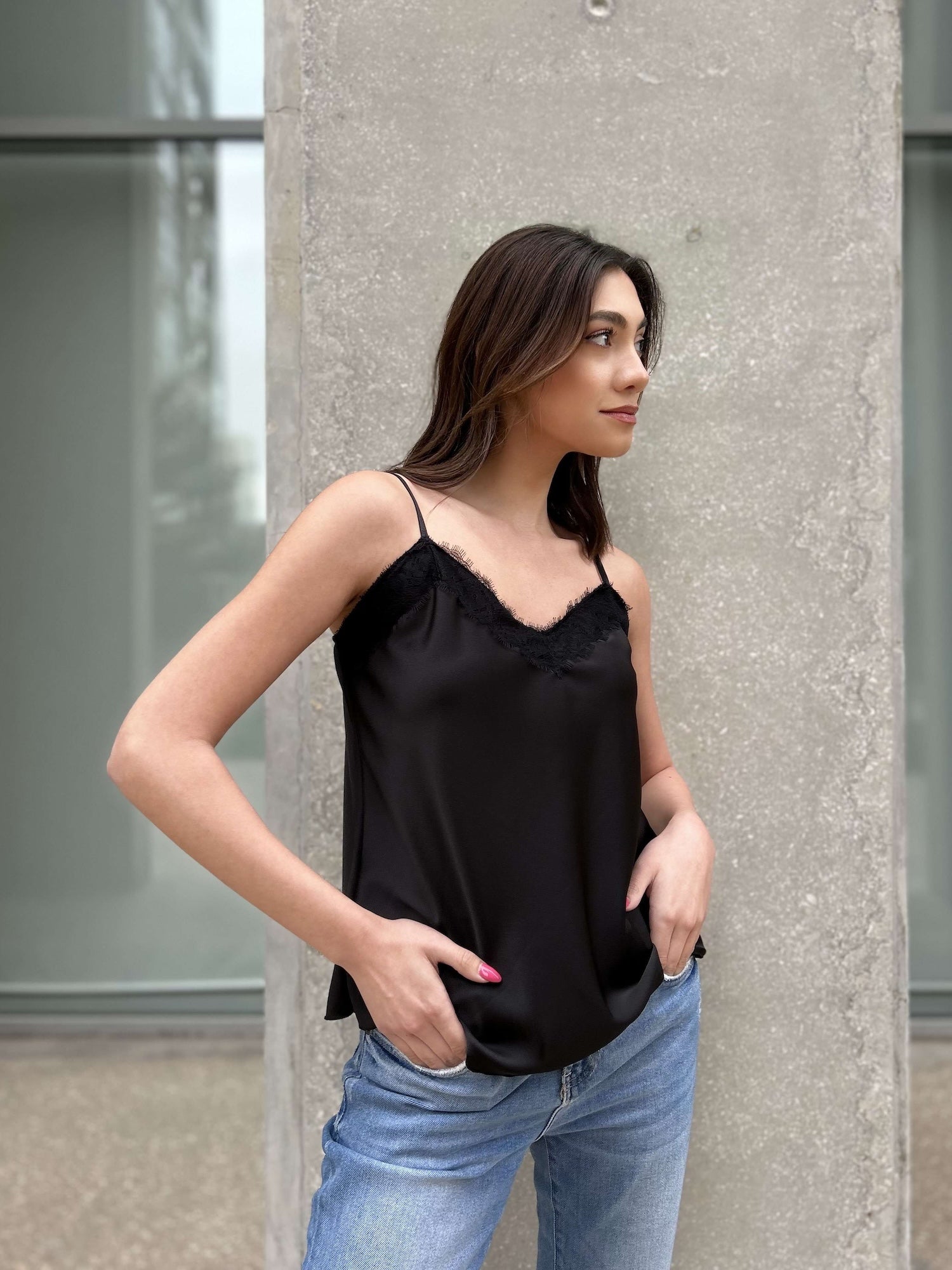 Lace Camisole Top - Black