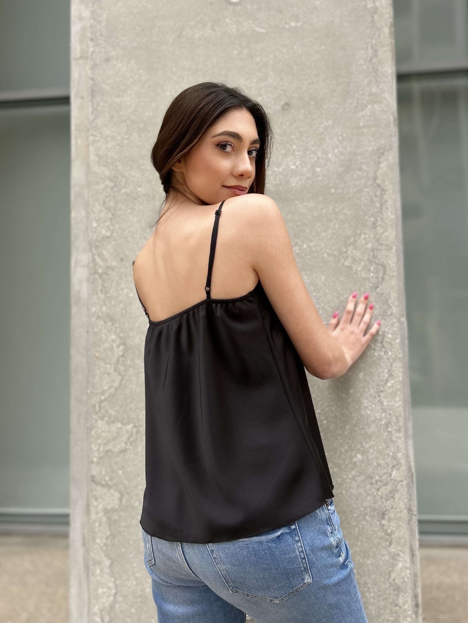 Lace Camisole Top - Black