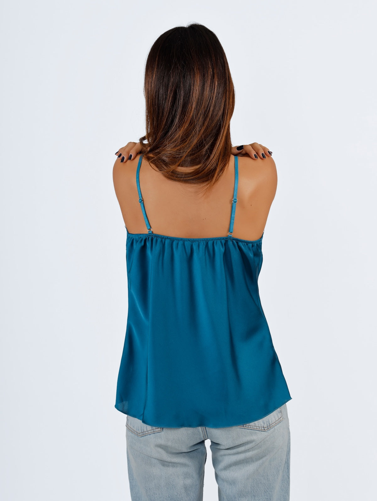 Lace Camisole Top Petrole Blue