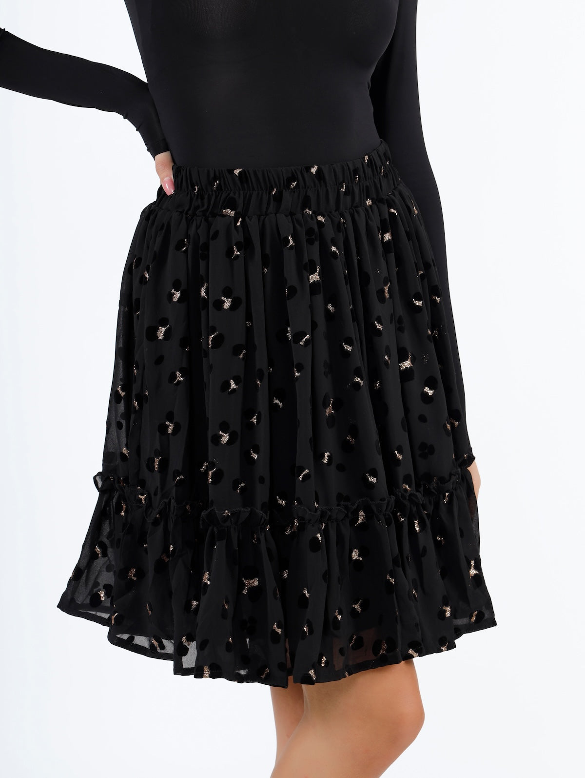 Elma Mini Printed Skirt Black & Gold