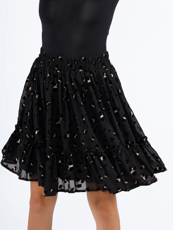 Elma Mini Printed Skirt Black & Gold
