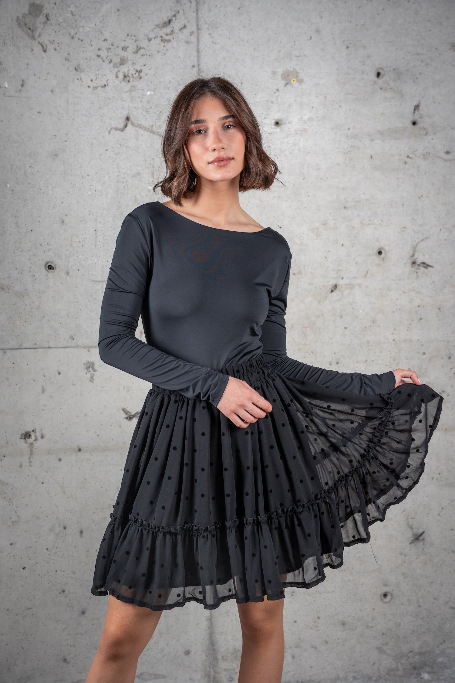 Printed Mini Skirt-Polka Dot