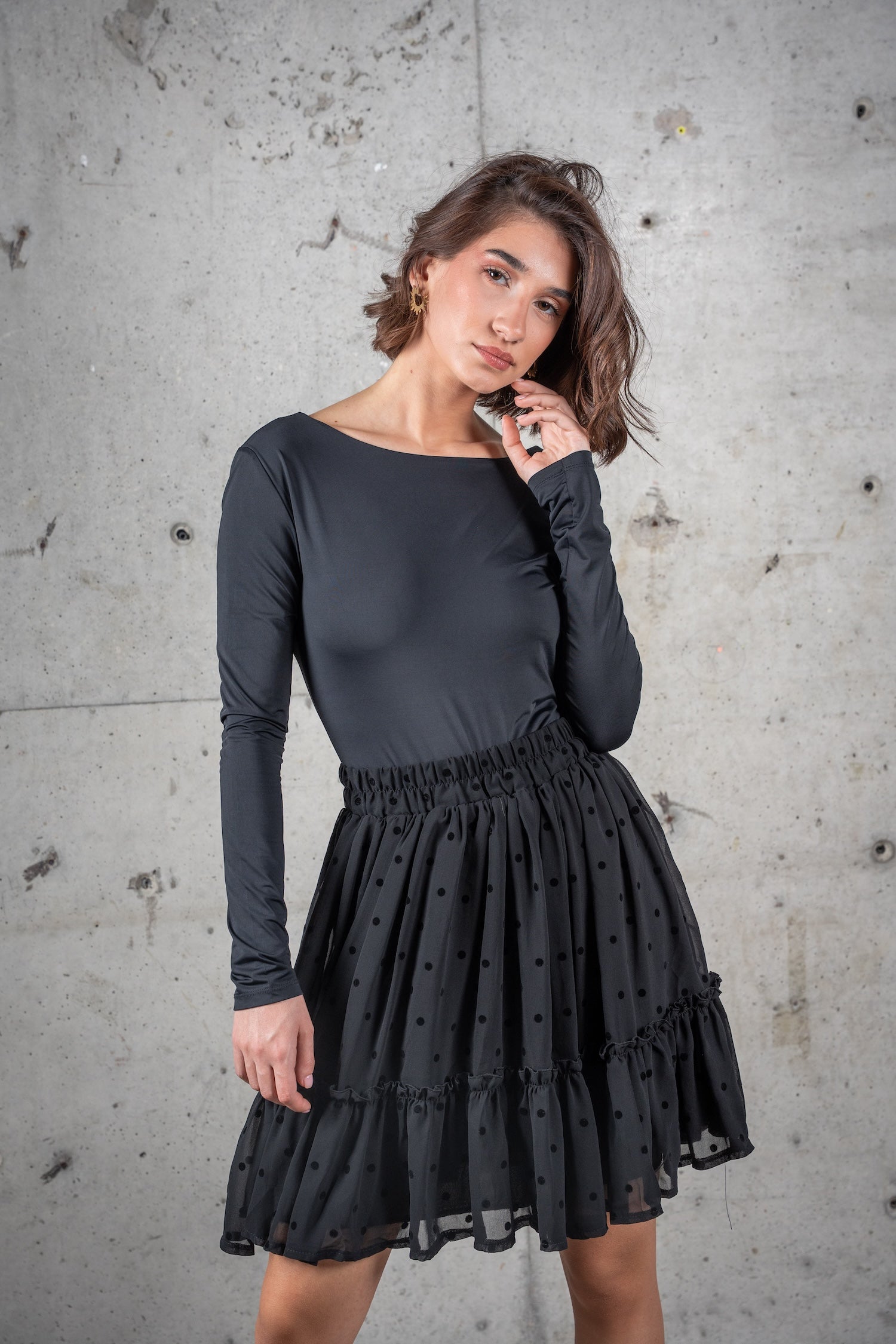 Printed Mini Skirt-Polka Dot