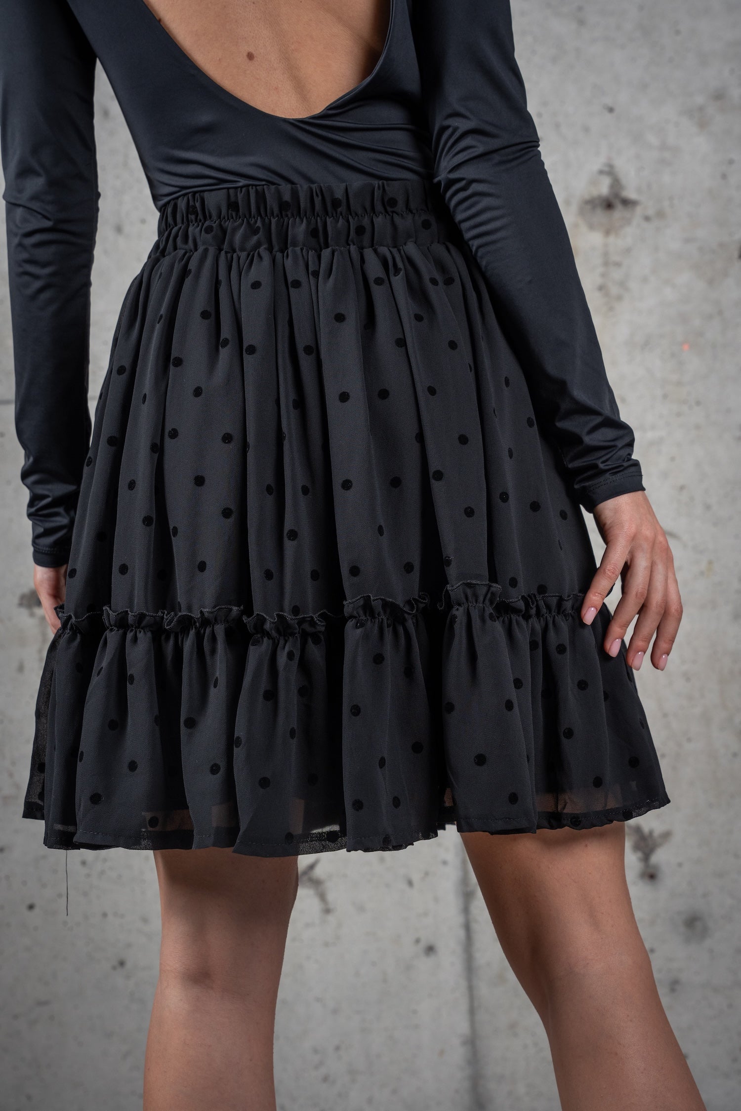 Printed Mini Skirt-Polka Dot