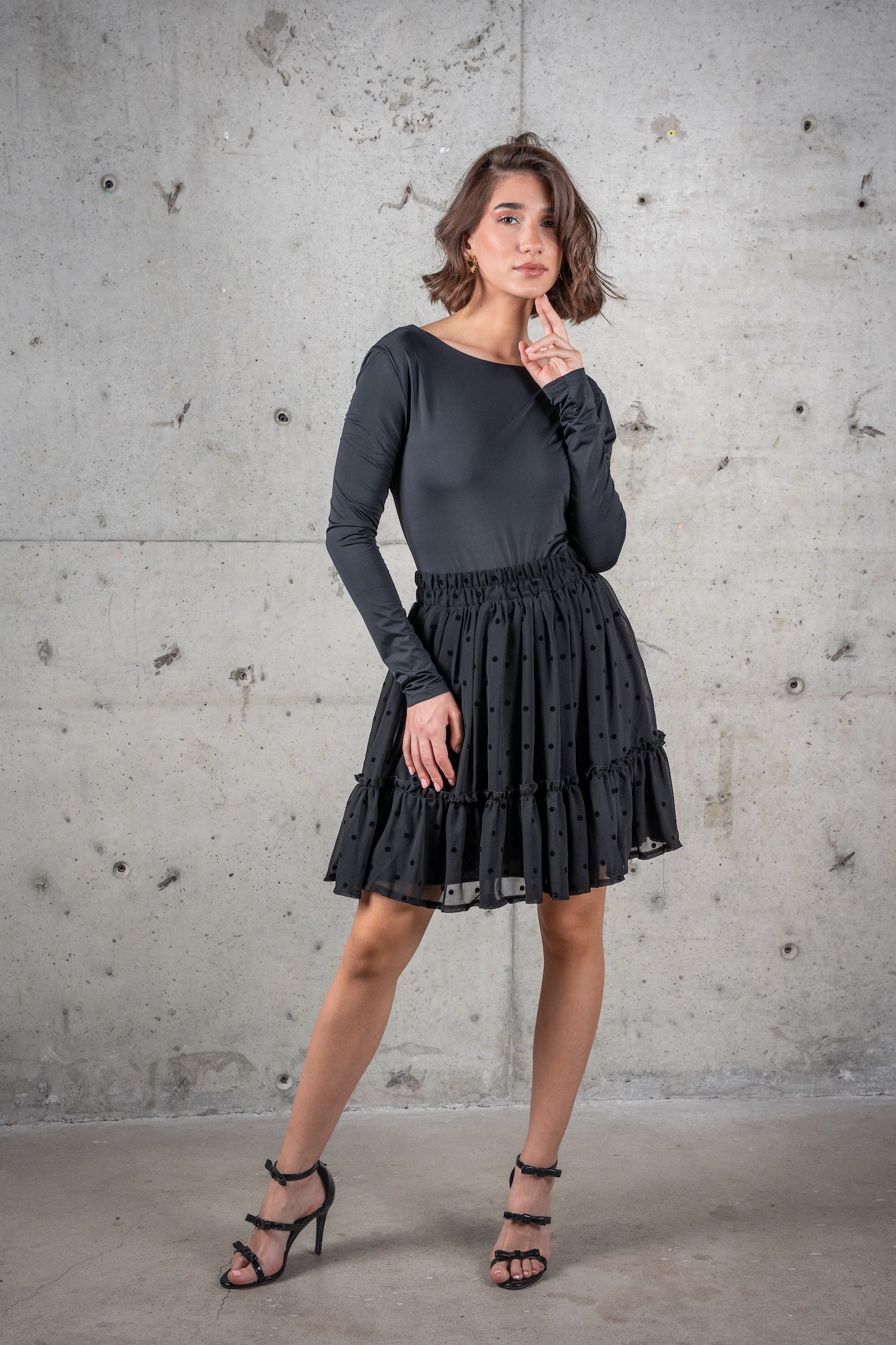 Printed Mini Skirt-Polka Dot