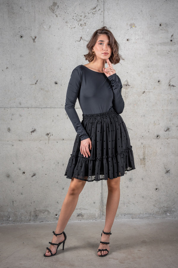 Printed Mini Skirt-Polka Dot