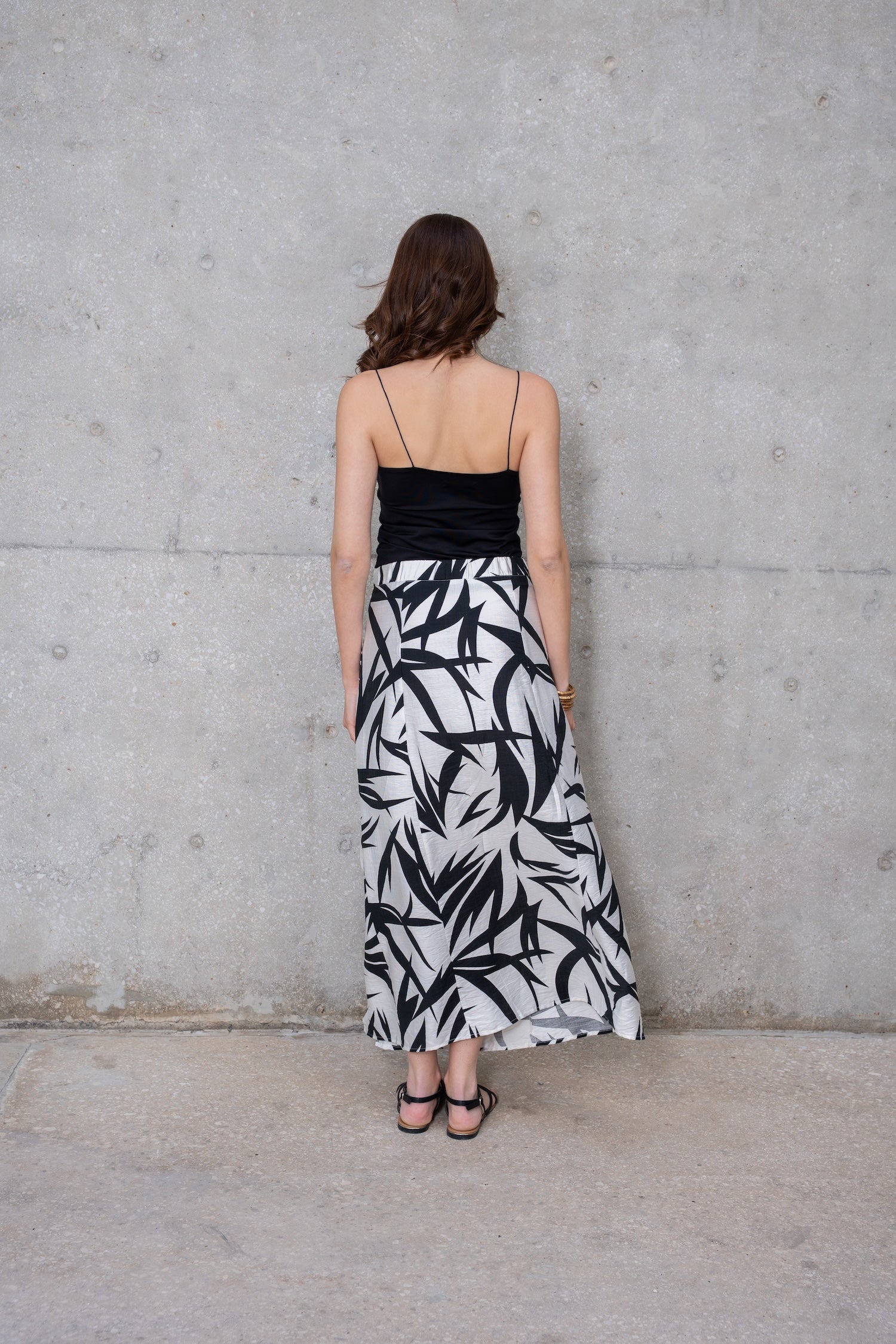 Zaria Midi Skirt - Printed Black