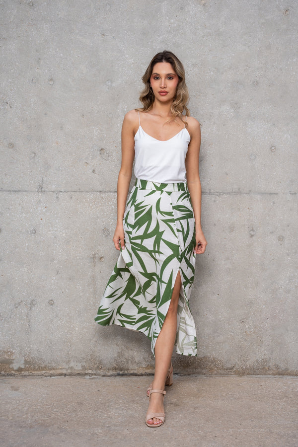 Zaria Midi Skirt - Printed Green