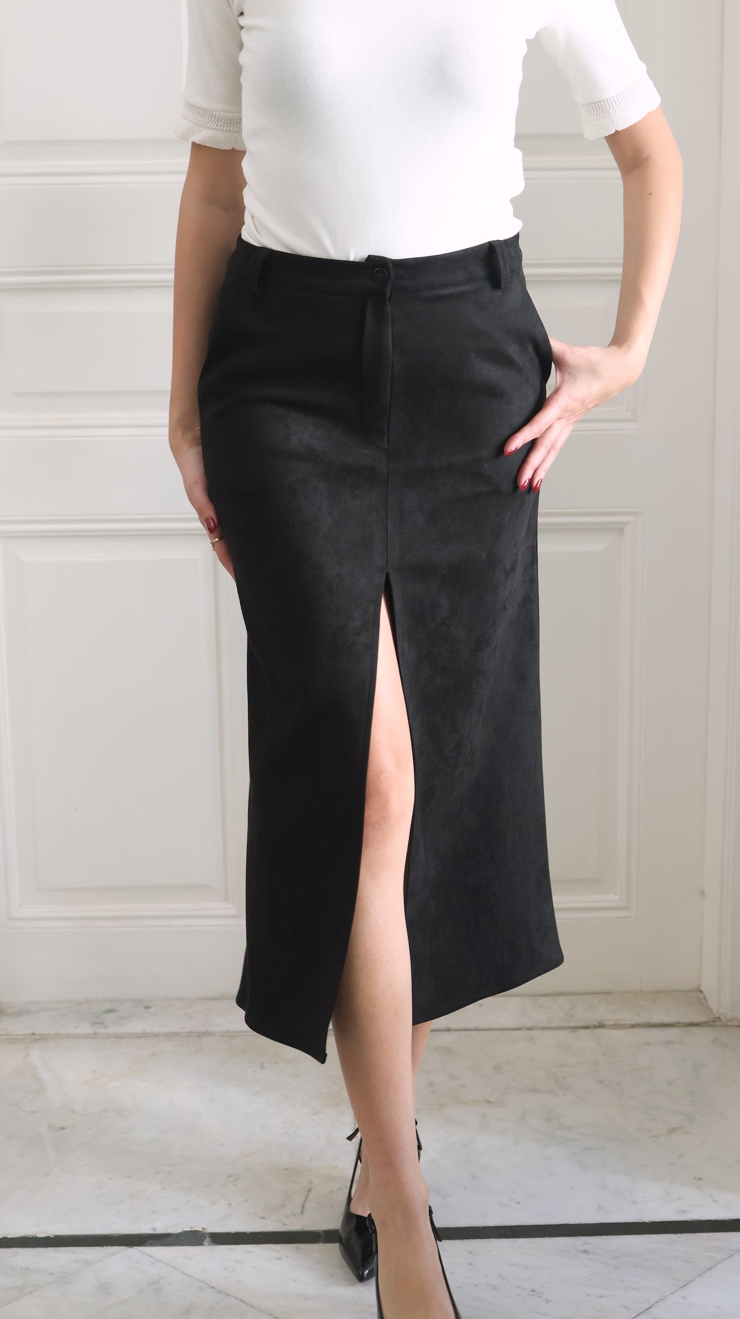 Suede Midi Skirt