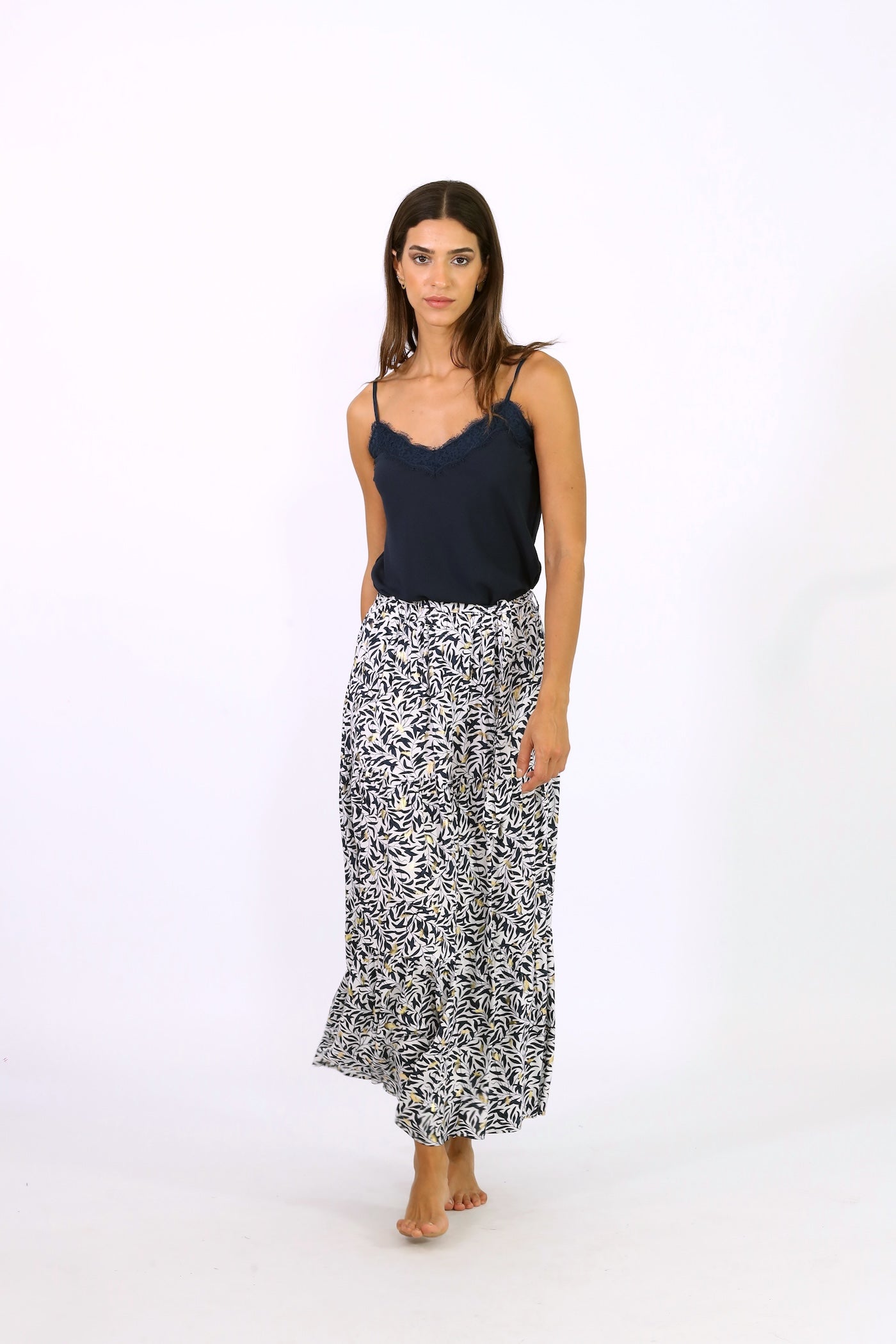 Solana Maxi Skirt - White With Gold